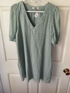 BB Dakota Steve Madden Dress Size M Sage Green Textured POCKETS